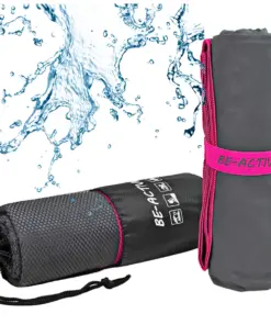 Ręcznik szybkoschnący z mikrofibry 180x100cm szaro-różowy