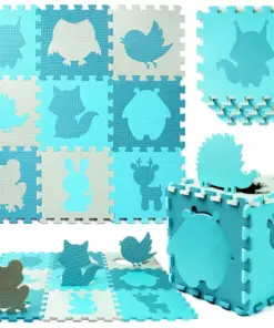 Mata piankowa edukacyjna puzzle dla dzieci 86x86 gruba turkusowa