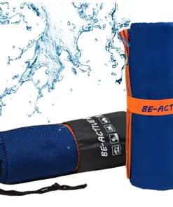 Ręcznik szybkoschnący z mikrofibry 180x100cm granatowo-pomarańczowy