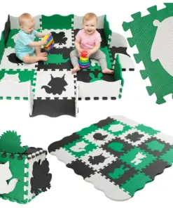 Mata piankowa edukacyjna puzzle dla dzieci 114x114 gruba zielona