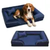 Legowisko posłanie dla psa z poduszką welurowe granatowe M