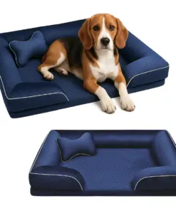 Legowisko posłanie dla psa z poduszką welurowe granatowe M