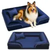 Legowisko posłanie dla psa z poduszką welurowe granatowe XL