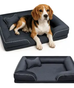 Legowisko posłanie dla psa z poduszką welurowe szare M