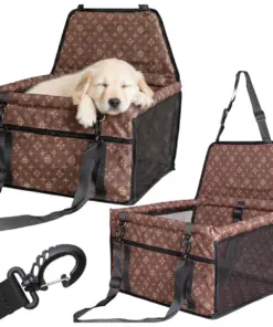 Transporter dla psa do auta - brązowy fotelik podróżny