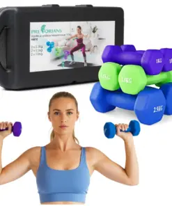 Zestaw 6 ciężarków żeliwnych pokrytych neoprenem w walizce 10kg HW10 Pretorians