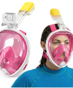 Maska do snorkelingu nurkowania z uchwytem na kamerę różowa