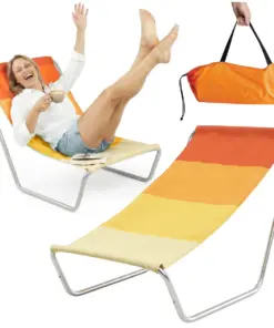 Leżak turystyczny plażowy ogrodowy składany pomarańczowy + torba