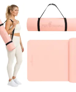 Gruba mata do ćwiczeń TPE 10 mm do jogi fitness i pilatesu brzoskwiniowa