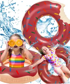 Koło dmuchane donut brązowy 90cm duży materac do pływania wody na basen dla dzieci